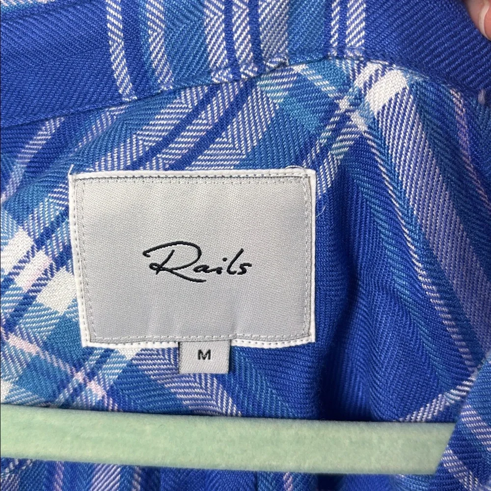 Rails Blue Plaid Button Down Shirt w/Pocket size Medium - Picture 3 of 9